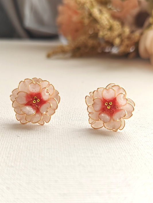 Cherry Blossom Stud Earrings | Handmade Sakura Resin Flower Studs