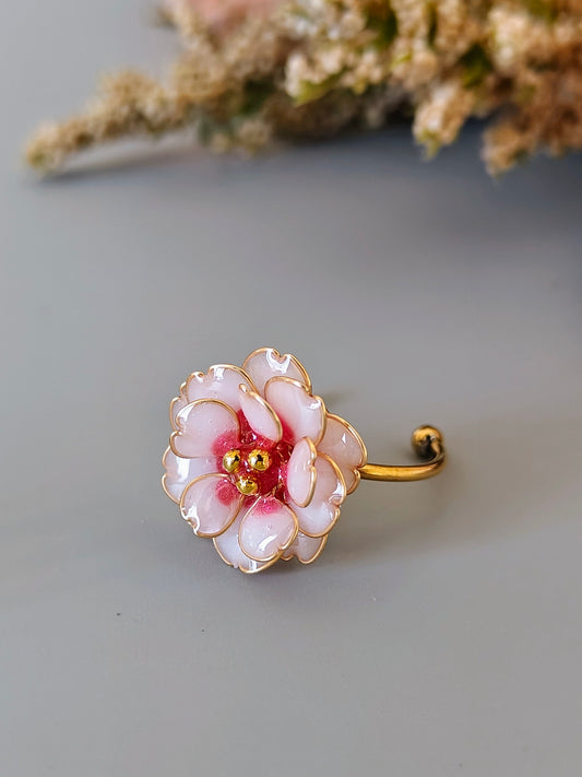 Cherry Blossom Ring | Pink Blossom Floral Ring | Handmade Resin Flower Ring | Sakura Ring