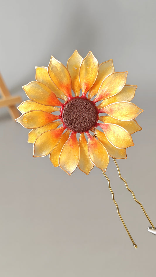 Set of 3 Hair Pins - Handmade Sunflower Hair Accessory Hair Pins
