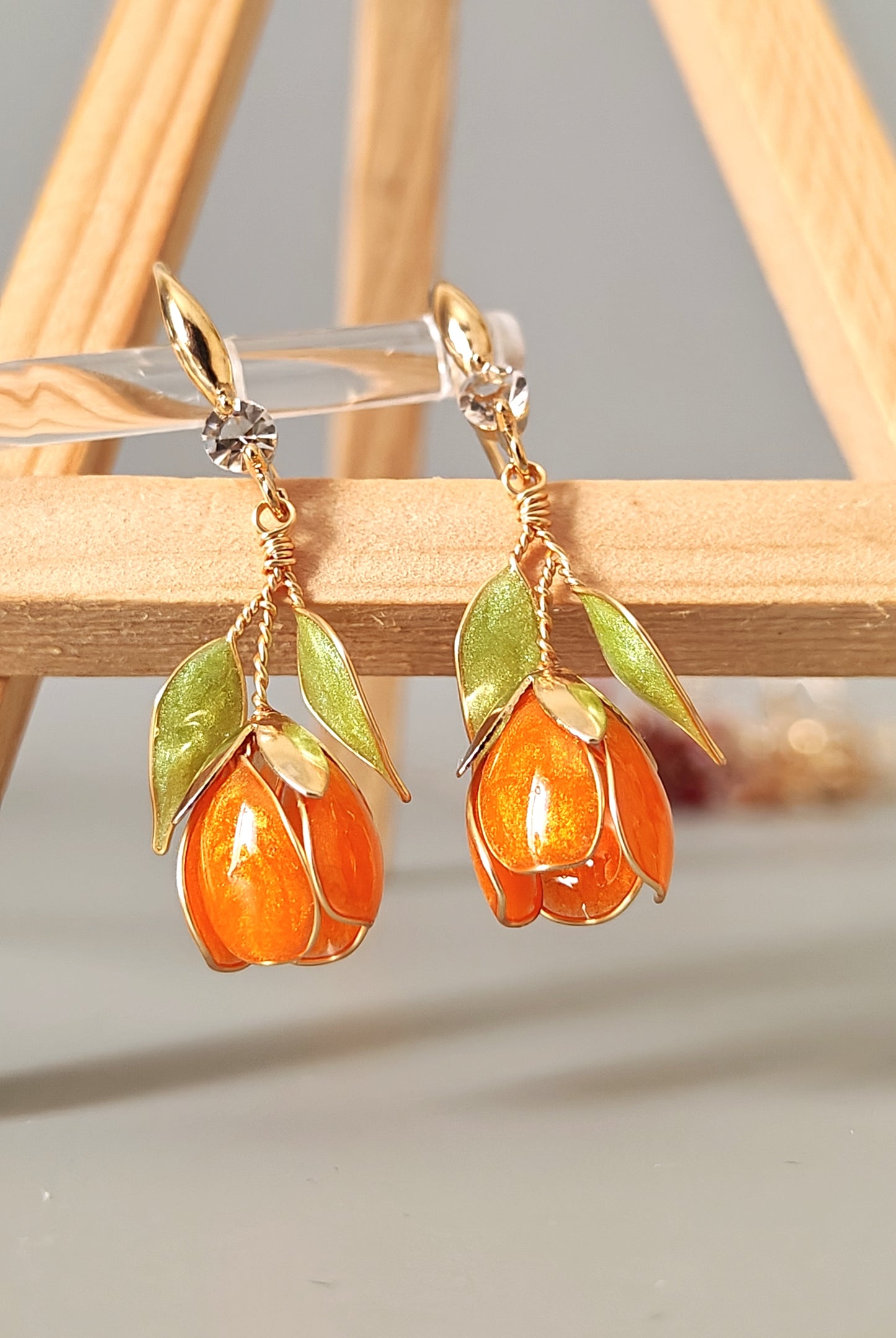 Handmade Multicolor Tulip Flower Earrings | Floral Resin Bridal Jewelry