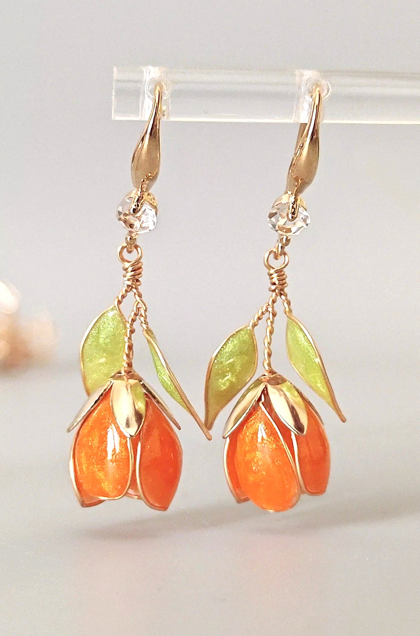 Handmade Multicolor Tulip Flower Earrings | Floral Resin Bridal Jewelry