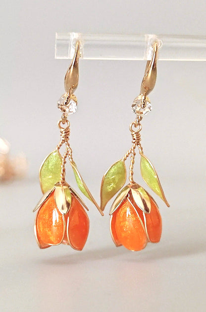 Handmade Multicolor Tulip Flower Earrings | Floral Resin Bridal Jewelry