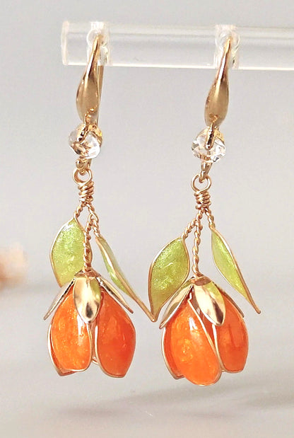 Handmade Multicolor Tulip Flower Earrings | Floral Resin Bridal Jewelry