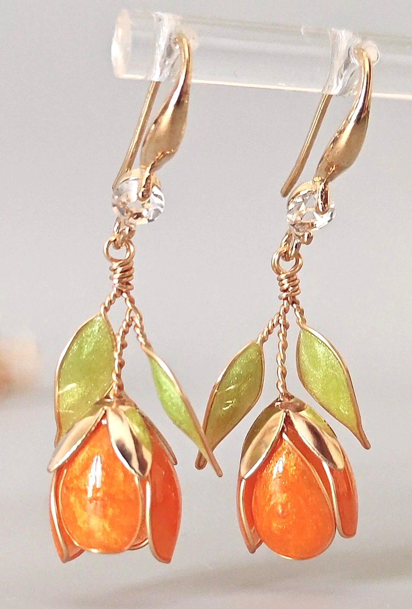 Handmade Multicolor Tulip Flower Earrings | Floral Resin Bridal Jewelry