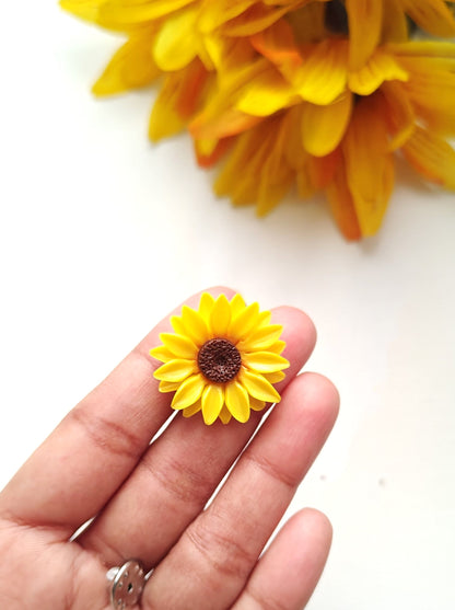 Handmade Sunflower Ring | Adjustable Floral Ring | Yellow Flower Jewelry