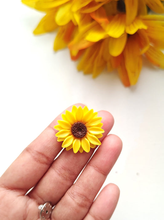 Handmade Sunflower Ring | Adjustable Floral Ring | Yellow Flower Jewelry