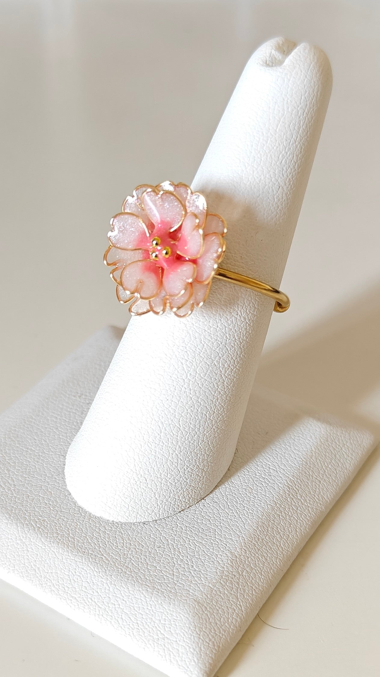 Cherry Blossom Ring | Pink Blossom Floral Ring | Handmade Resin Flower Ring | Sakura Ring