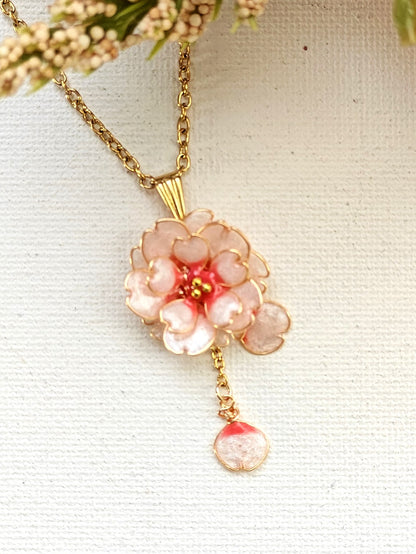 Cherry Blossom Necklace | Handmade Sakura Resin Flower Pendant