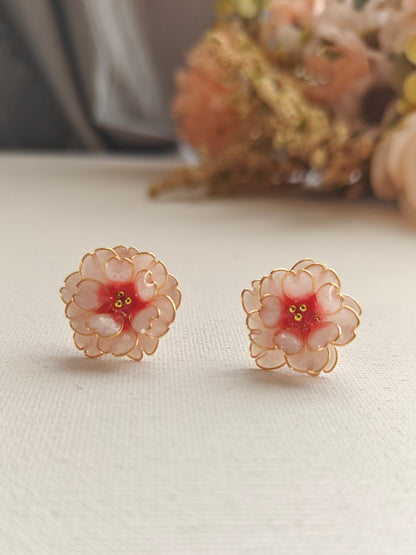 Handmade Cherry Blossom Jewelry Set | Floral Pendant Necklace, Stud Earrings, Ring & Bracelet