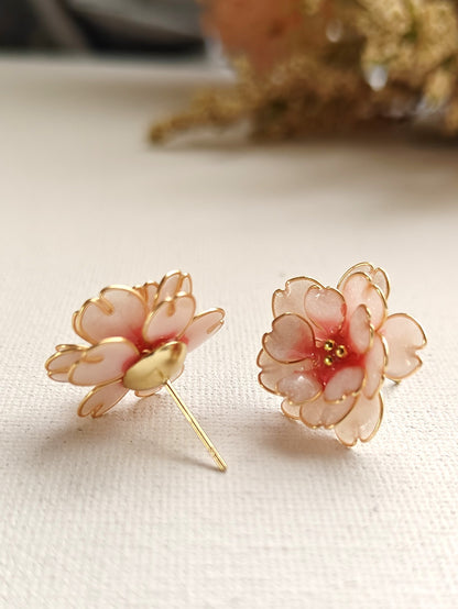 Cherry Blossom Stud Earrings | Handmade Sakura Resin Flower Studs