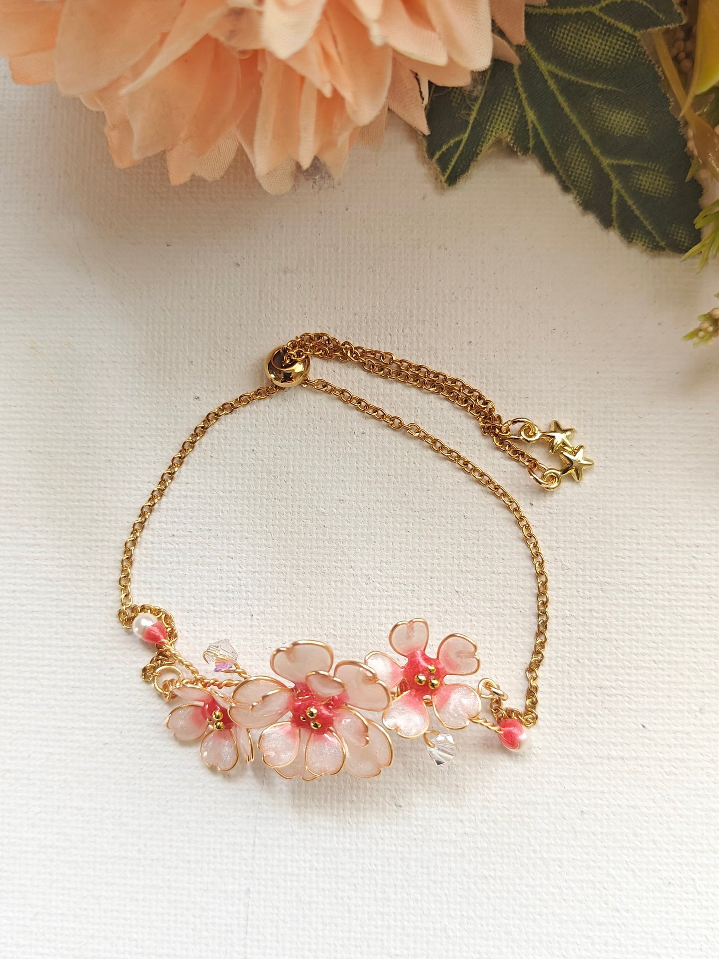 Cherry Blossom Floral Bracelet | Handmade Resin Flower Bracelet