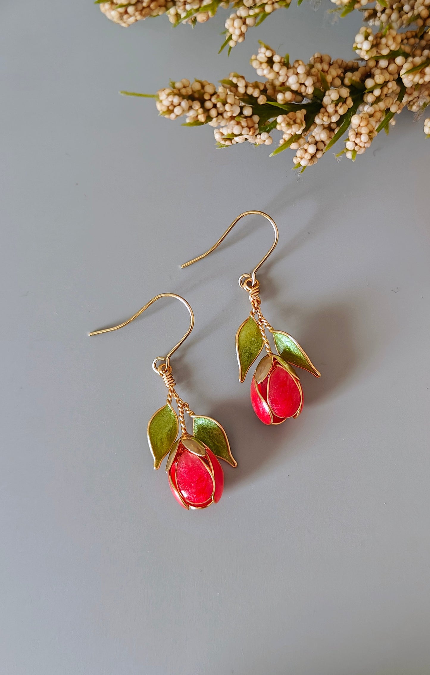 Handmade Multicolor Tulip Flower Earrings | Floral Resin Bridal Jewelry