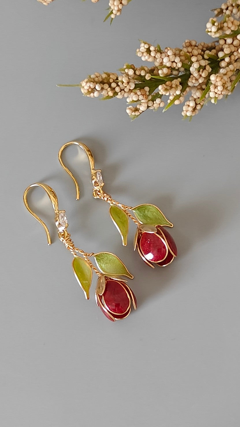 Handmade Multicolor Tulip Flower Earrings | Floral Resin Bridal Jewelry