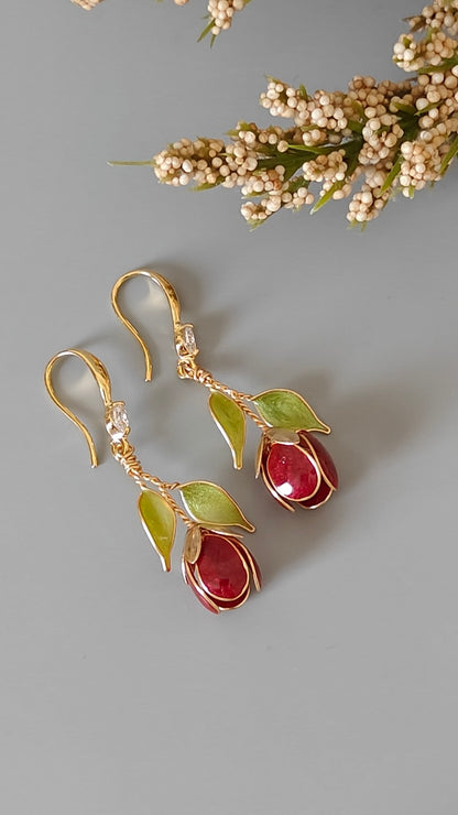 Handmade Multicolor Tulip Flower Earrings | Floral Resin Bridal Jewelry