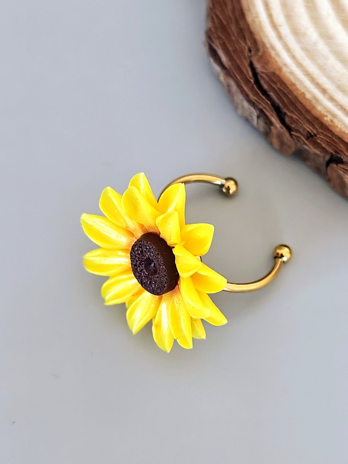 Handmade Sunflower Ring | Adjustable Floral Ring | Yellow Flower Jewelry