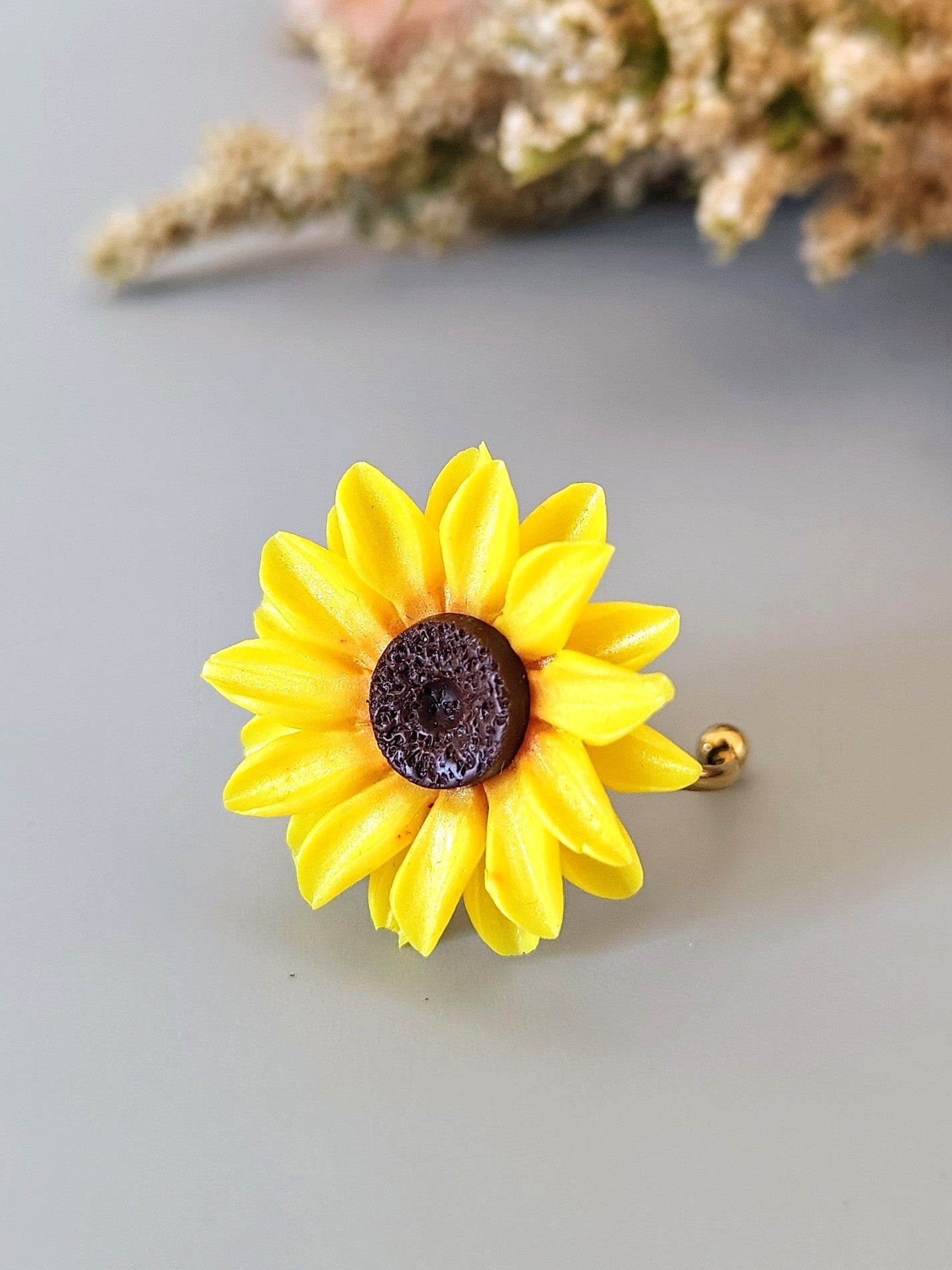Handmade Sunflower Ring | Adjustable Floral Ring | Yellow Flower Jewelry