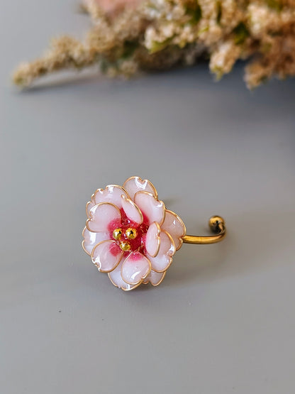 Cherry Blossom Ring | Pink Blossom Floral Ring | Handmade Resin Flower Ring | Sakura Ring