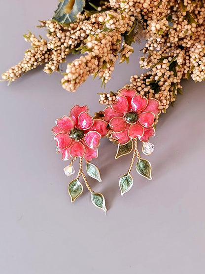 Pink Floral Jewelry Set | Handmade Bridal Floral Set
