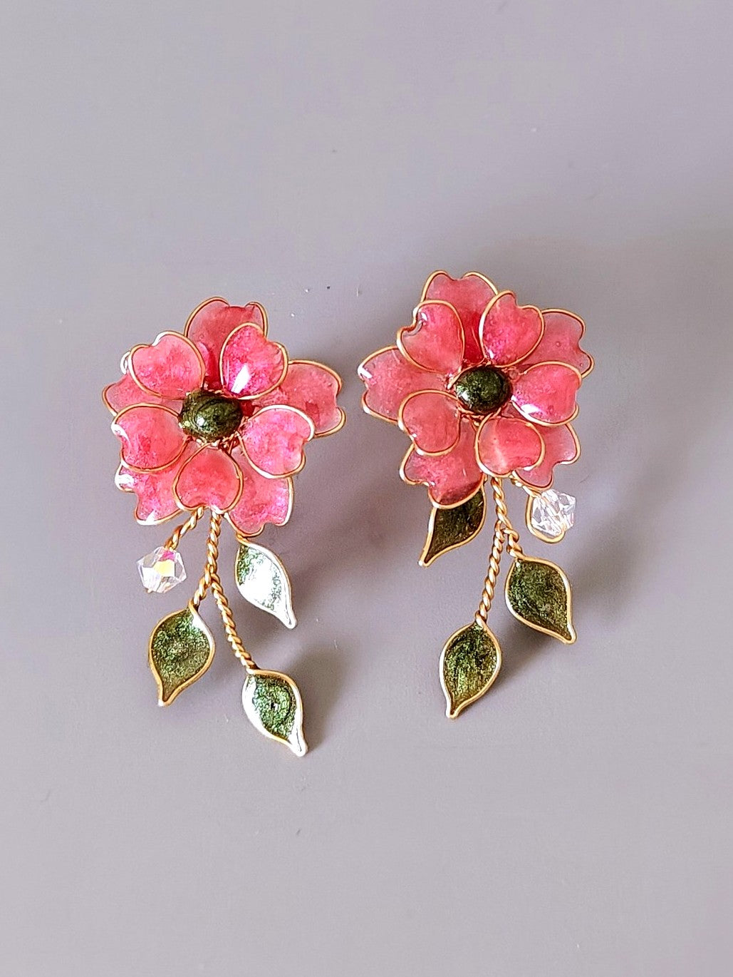 Pink Floral Earrings | Handmade Resin Flower Earrings
