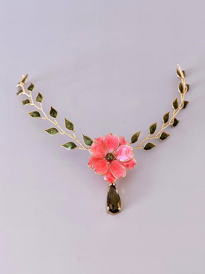Pink Floral Necklace | Handmade Resin Flower Necklace