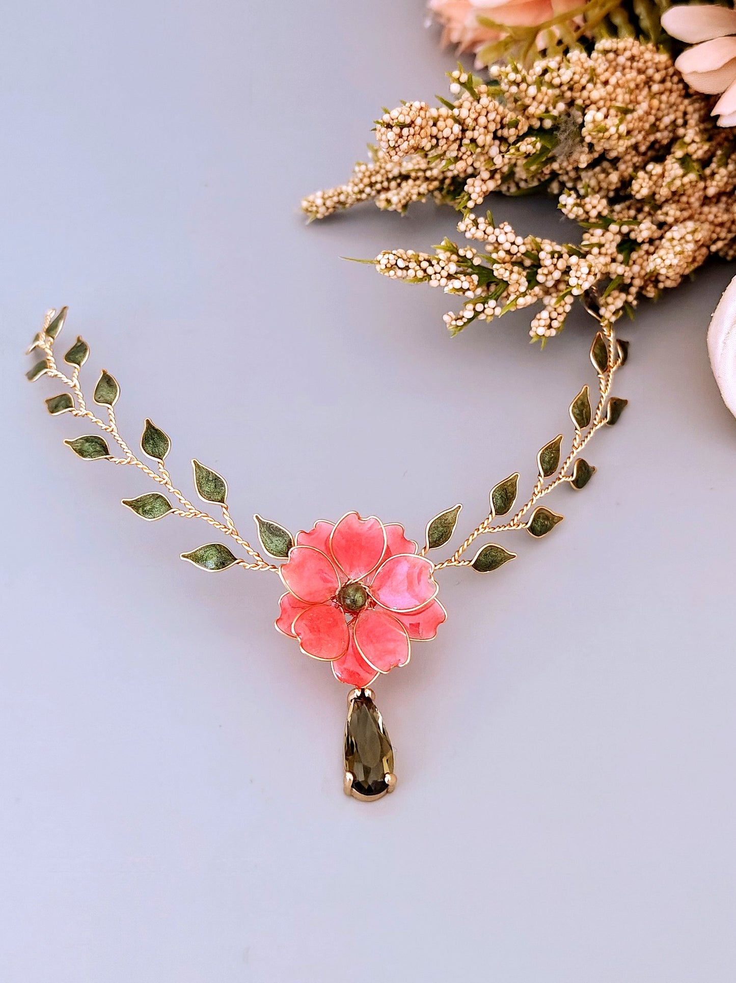 Pink Floral Necklace | Handmade Resin Flower Necklace