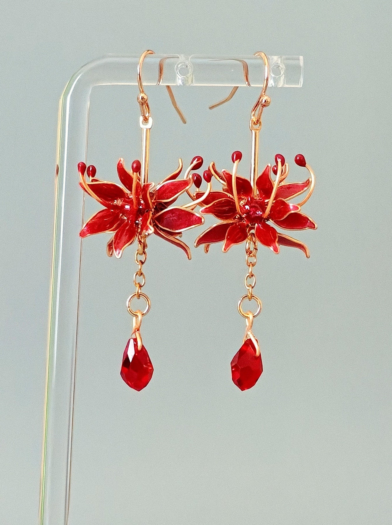 Handmade Japanese Kanzashi Spider Lily Earrings