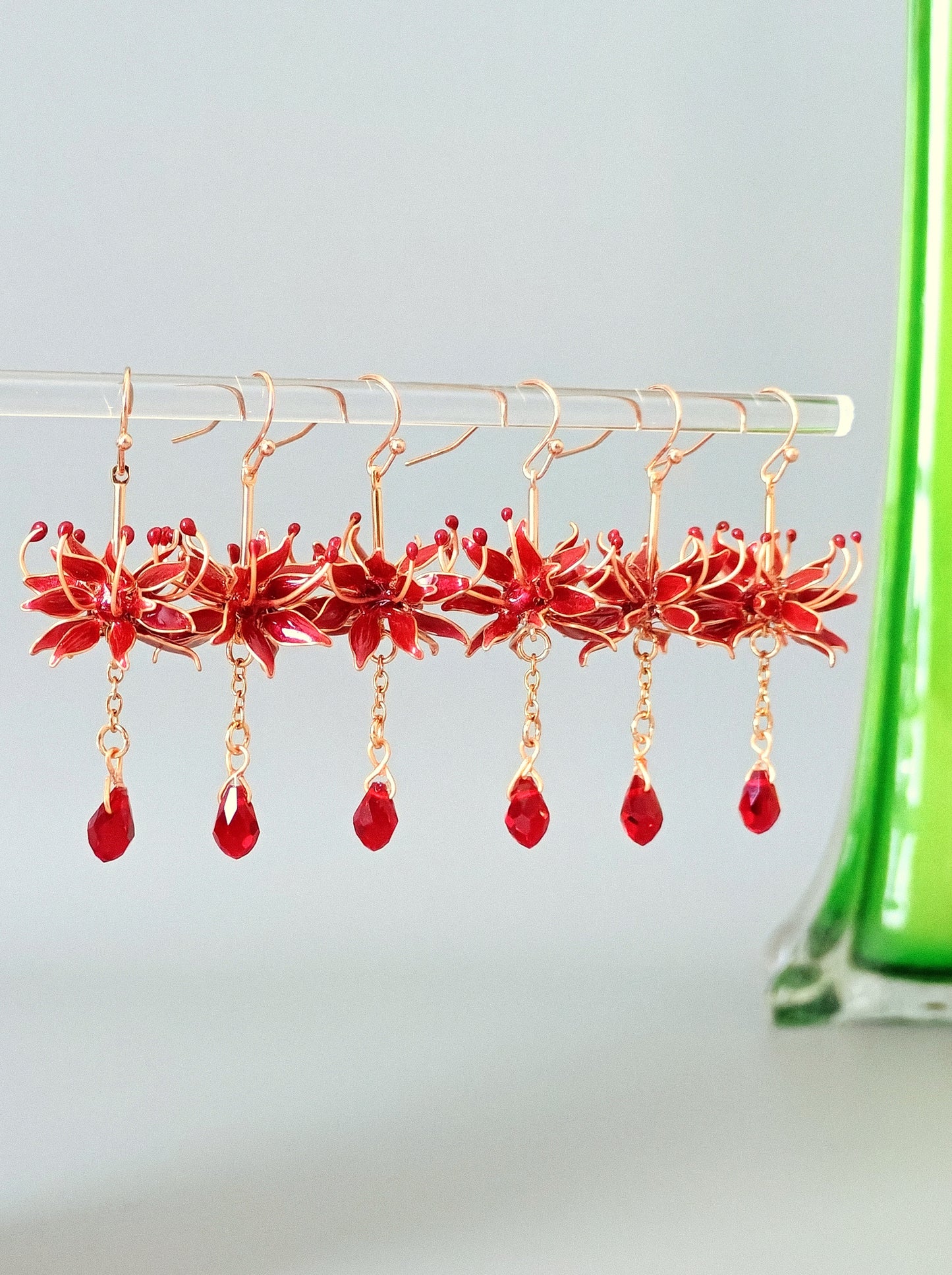 Handmade Japanese Kanzashi Spider Lily Earrings