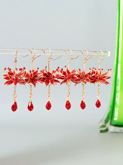 Handmade Japanese Kanzashi Spider Lily Earrings