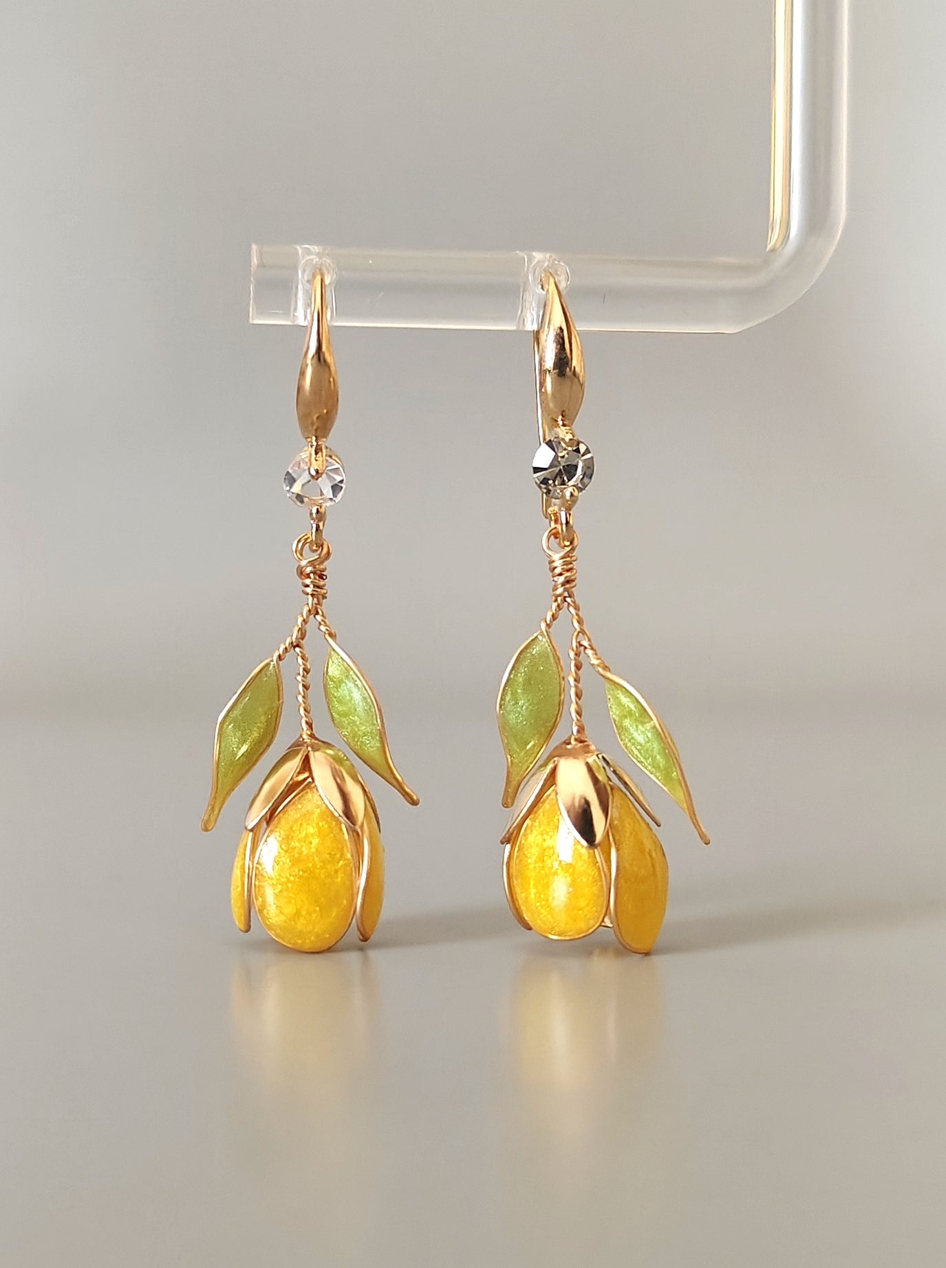 Handmade Yellow Tulip Earrings | Floral Wire & Resin Earrings
