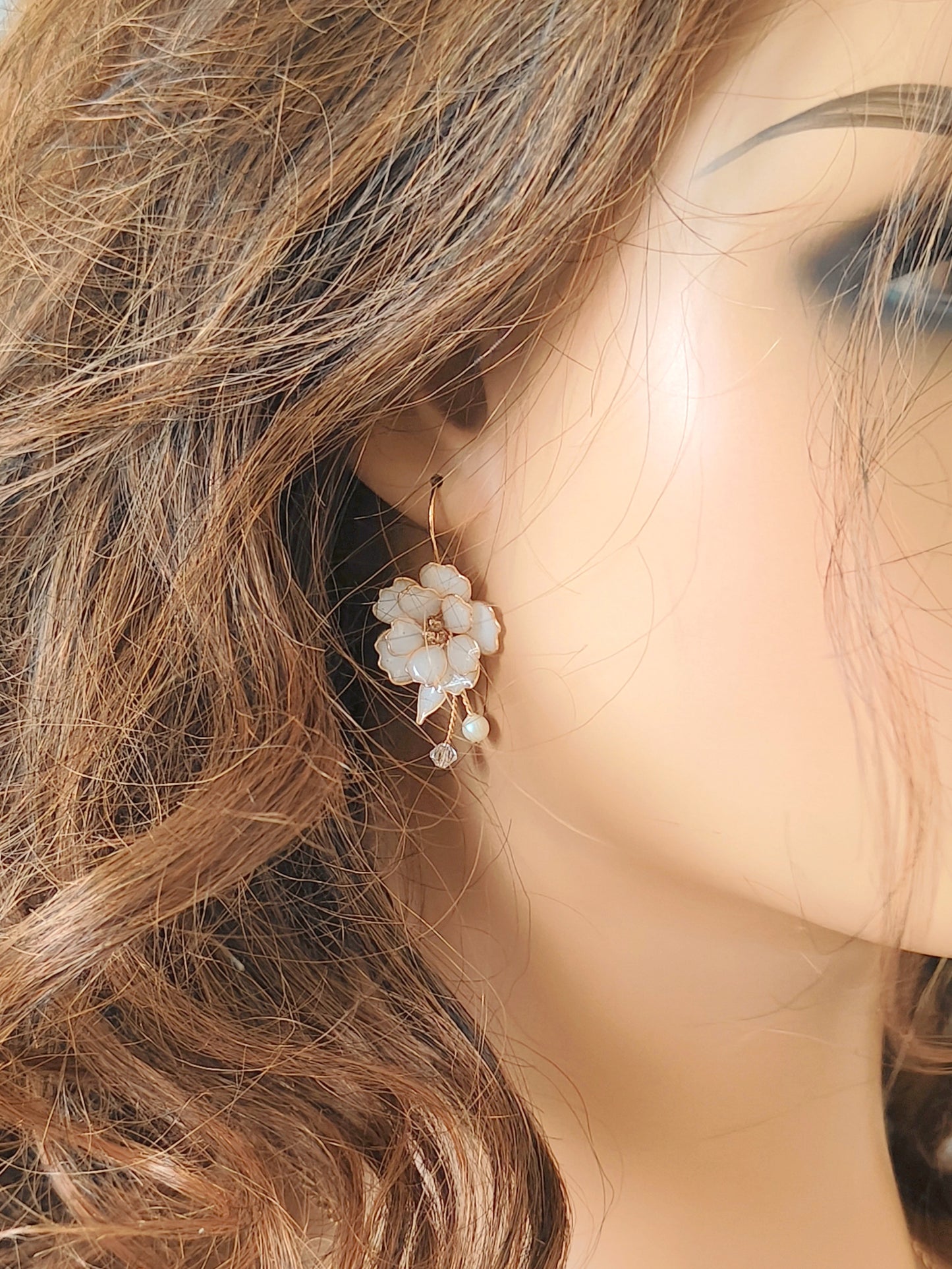 White Cherry Blossom Bridal Jewelry Set | Handmade Floral Wedding Set