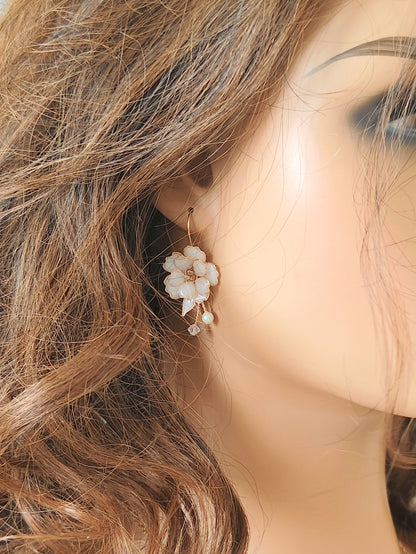 White Cherry Blossom Bridal Jewelry Set | Handmade Floral Wedding Set