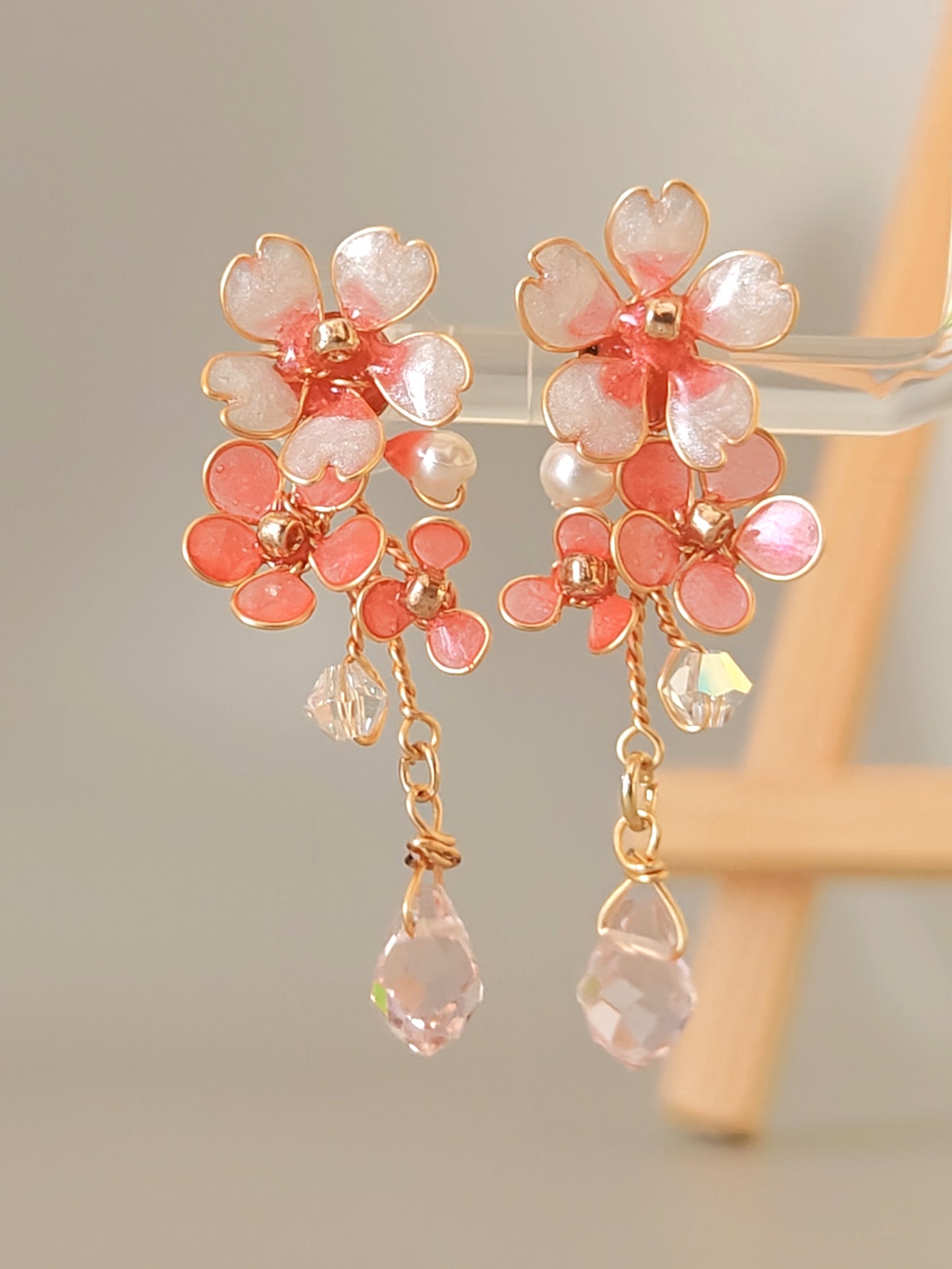 Pink Blossom Dainty Earrings Only – Handmade Floral Earrings for Women - Cherry Blossom Earrings