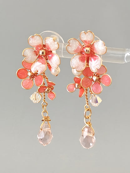 Pink Blossom Dainty Earrings Only – Handmade Floral Earrings for Women - Cherry Blossom Earrings