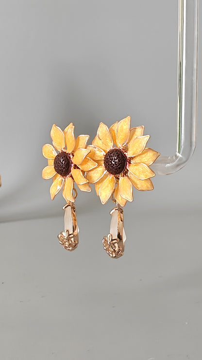 Sunflower Dangle Earrings Handmade Resin Flower Earrings