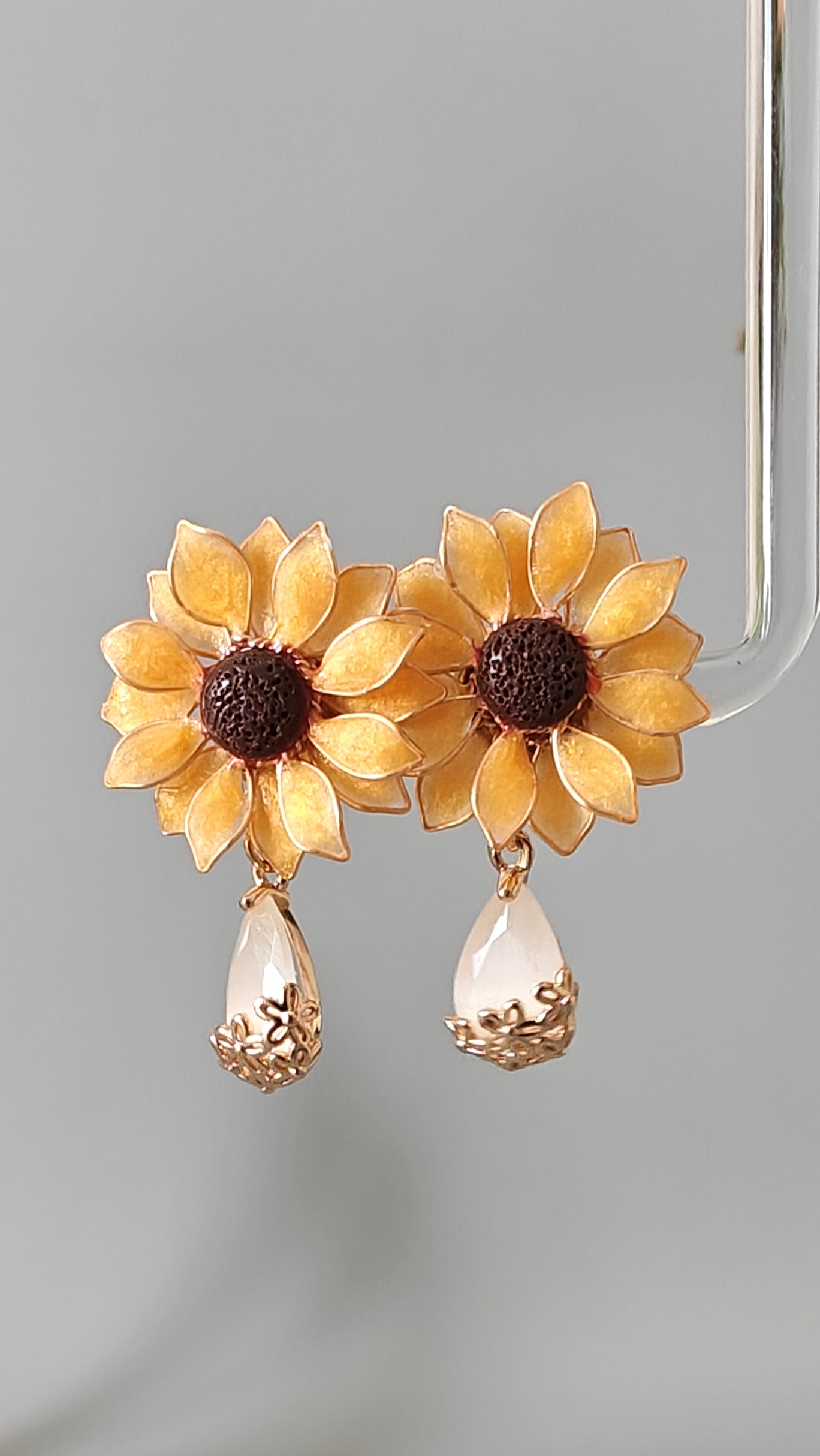 Sunflower Dangle Earrings Handmade Resin Flower Earrings