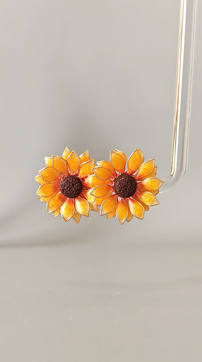 Sunflower Pendant Necklace Studs Ring and Hair Piece