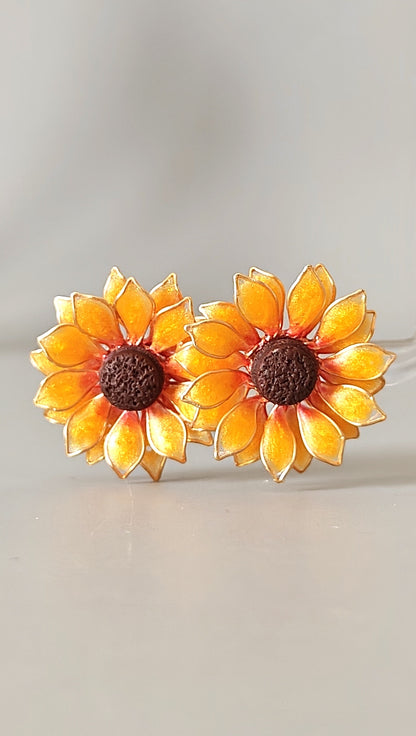 Sunflower Pendant Necklace Studs Ring and Hair Piece