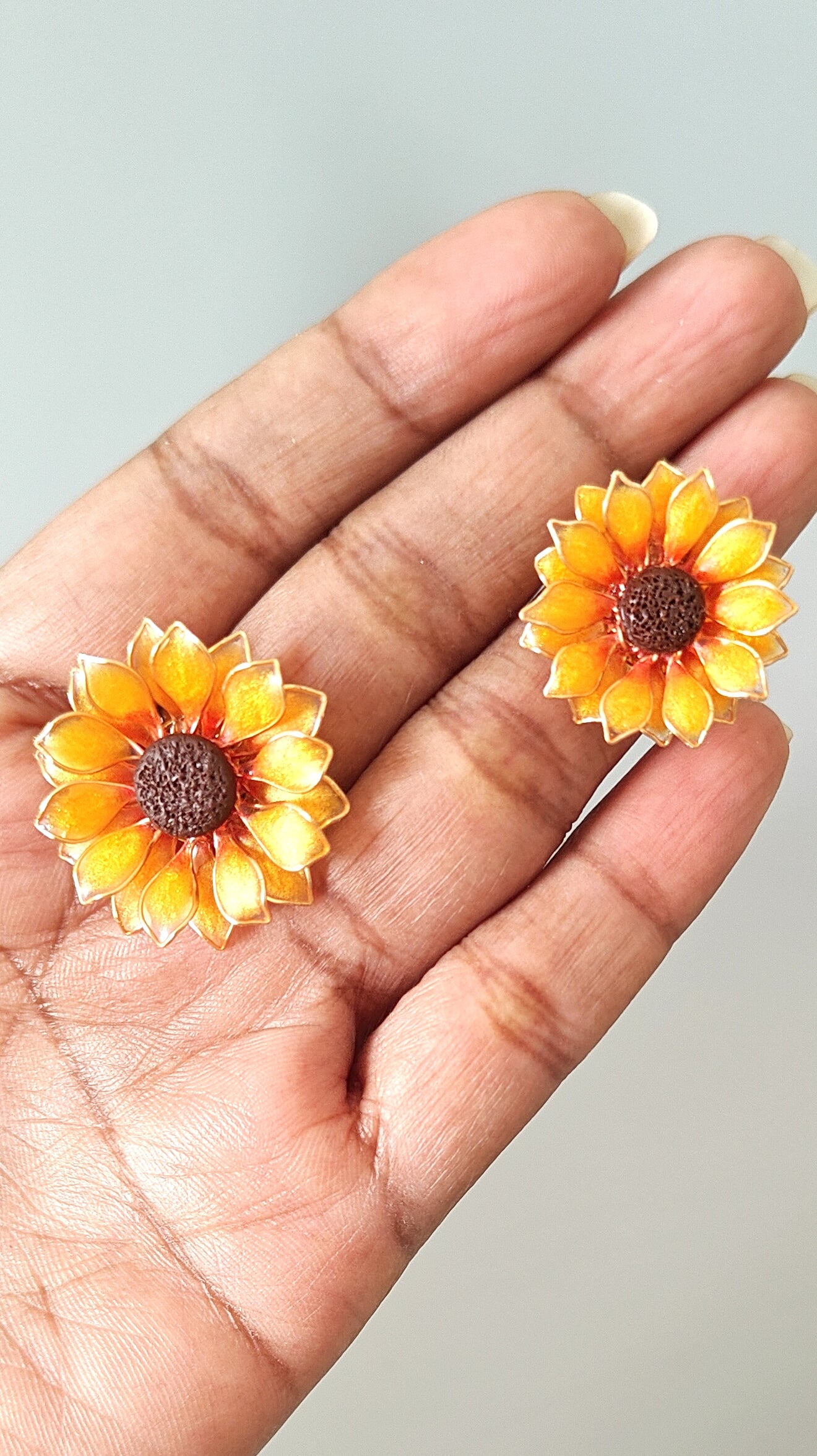 Handmade Sunflower Resin Ring Adjustable Floral Ring