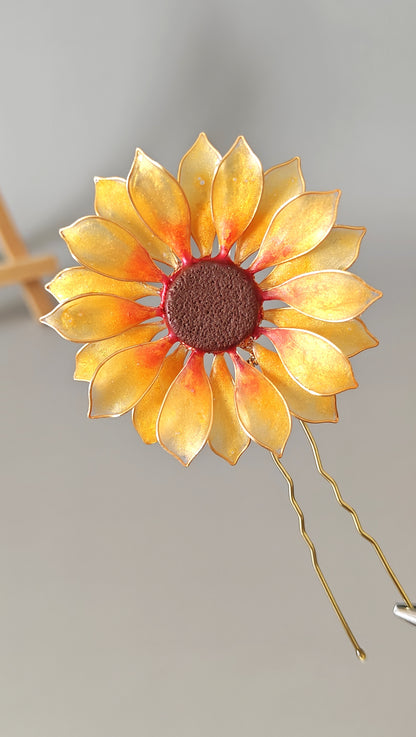 Set of 3 Hair Pins - Handmade Sunflower Hair Accessory Hair Pins