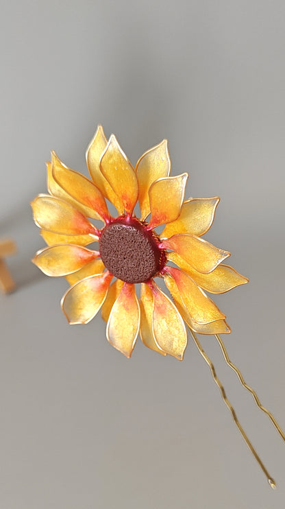 Set of 3 Hair Pins - Handmade Sunflower Hair Accessory Hair Pins