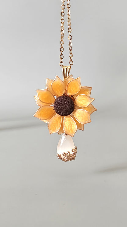 Sunflower Pendant Necklace Dangle Earrings Ring and Hair Piece