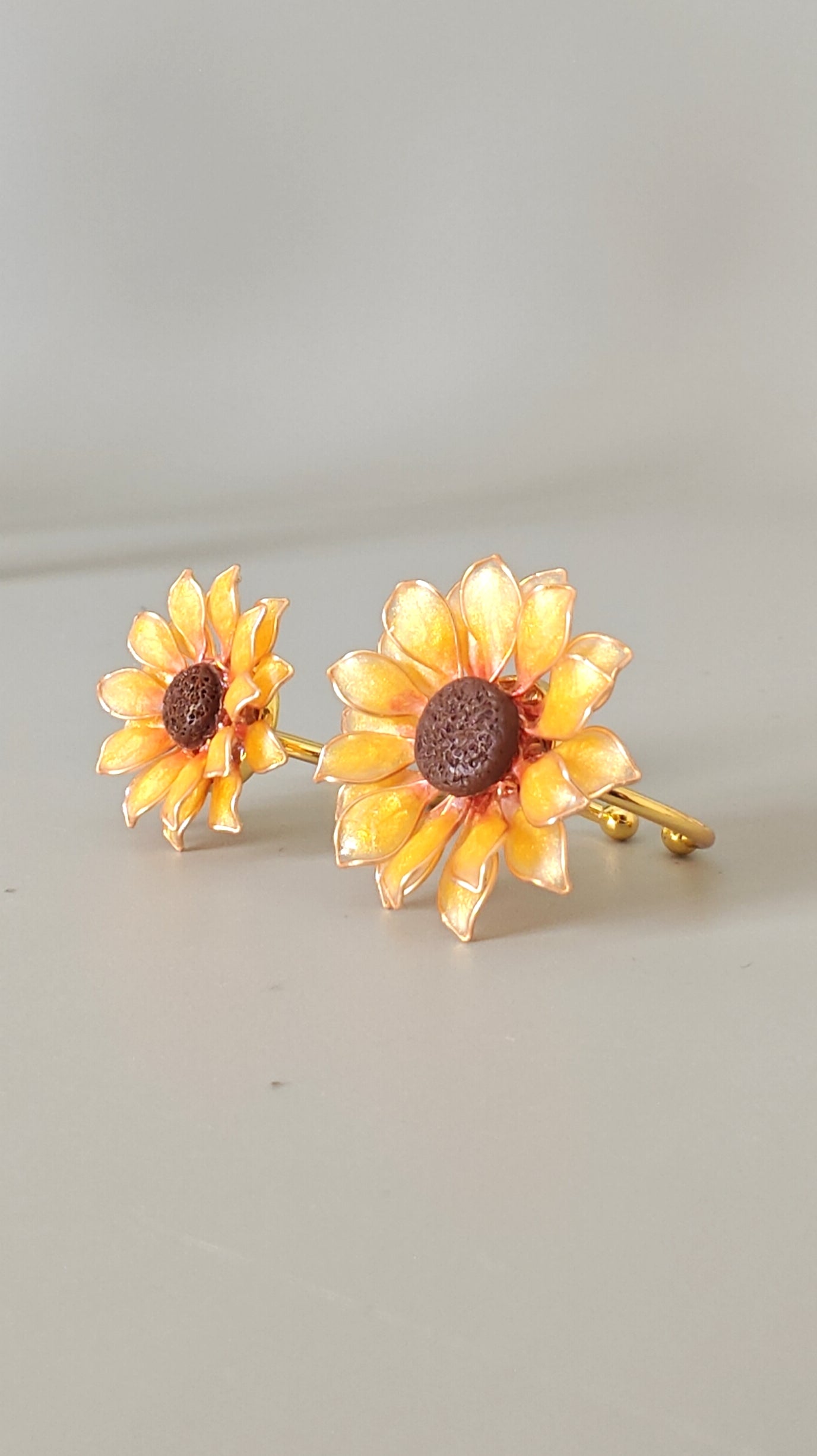 Handmade Sunflower Resin Ring Adjustable Floral Ring