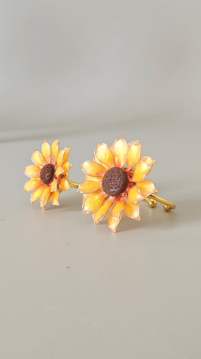 Handmade Sunflower Resin Ring Adjustable Floral Ring