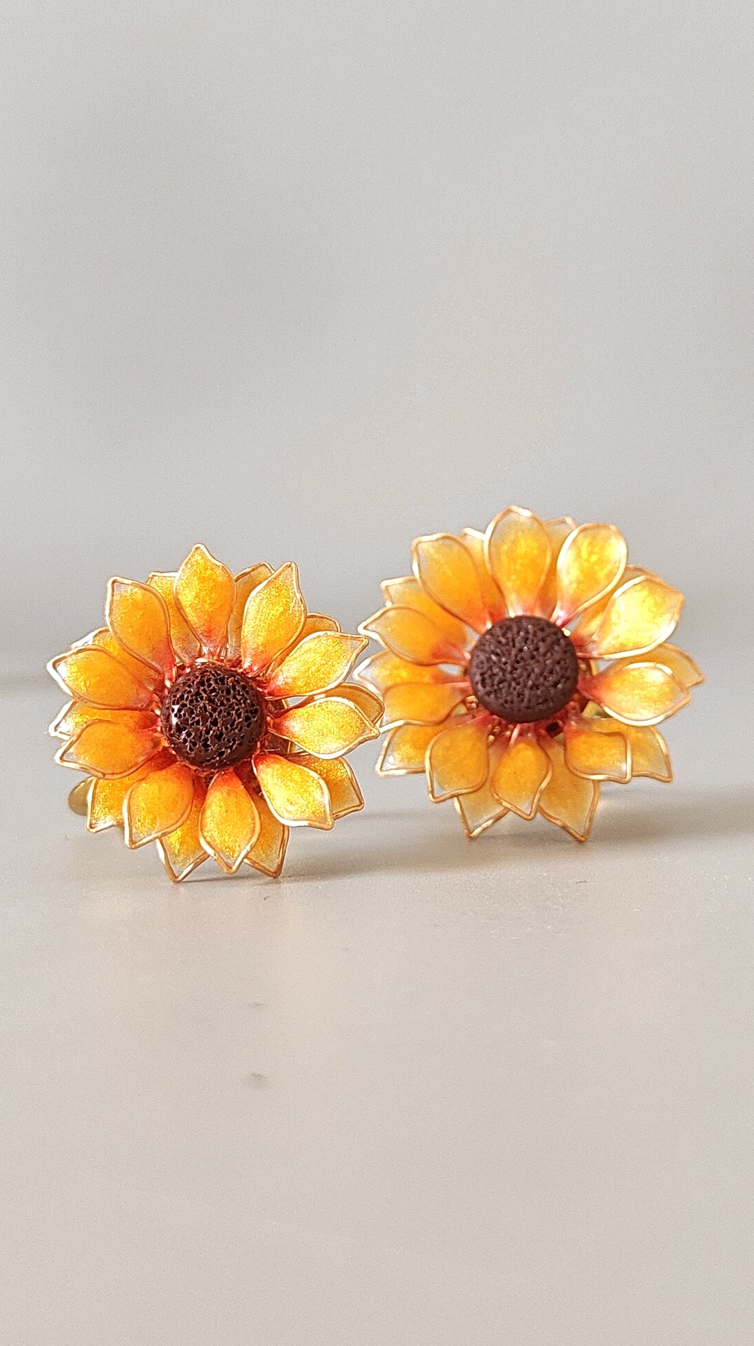 Handmade Sunflower Resin Ring Adjustable Floral Ring