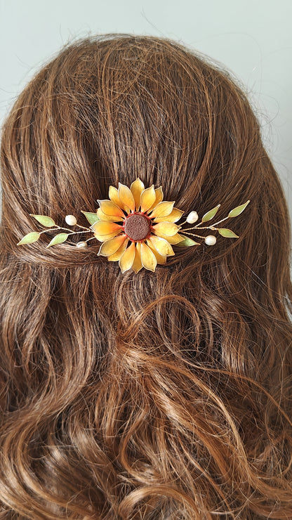 Sunflower Jewellery Set with Crystals and Leaves