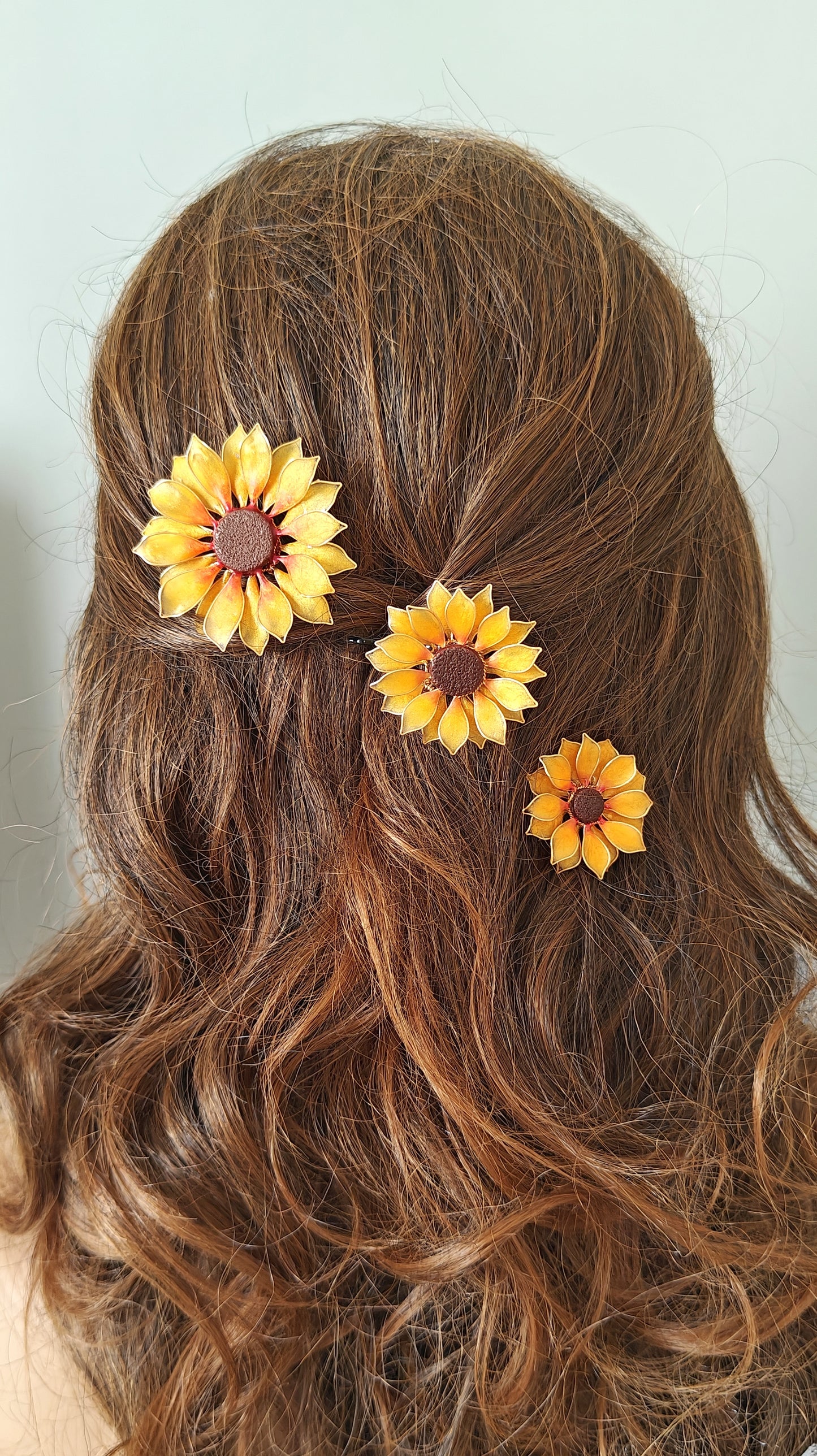 Set of 3 Hair Pins - Handmade Sunflower Hair Accessory Hair Pins