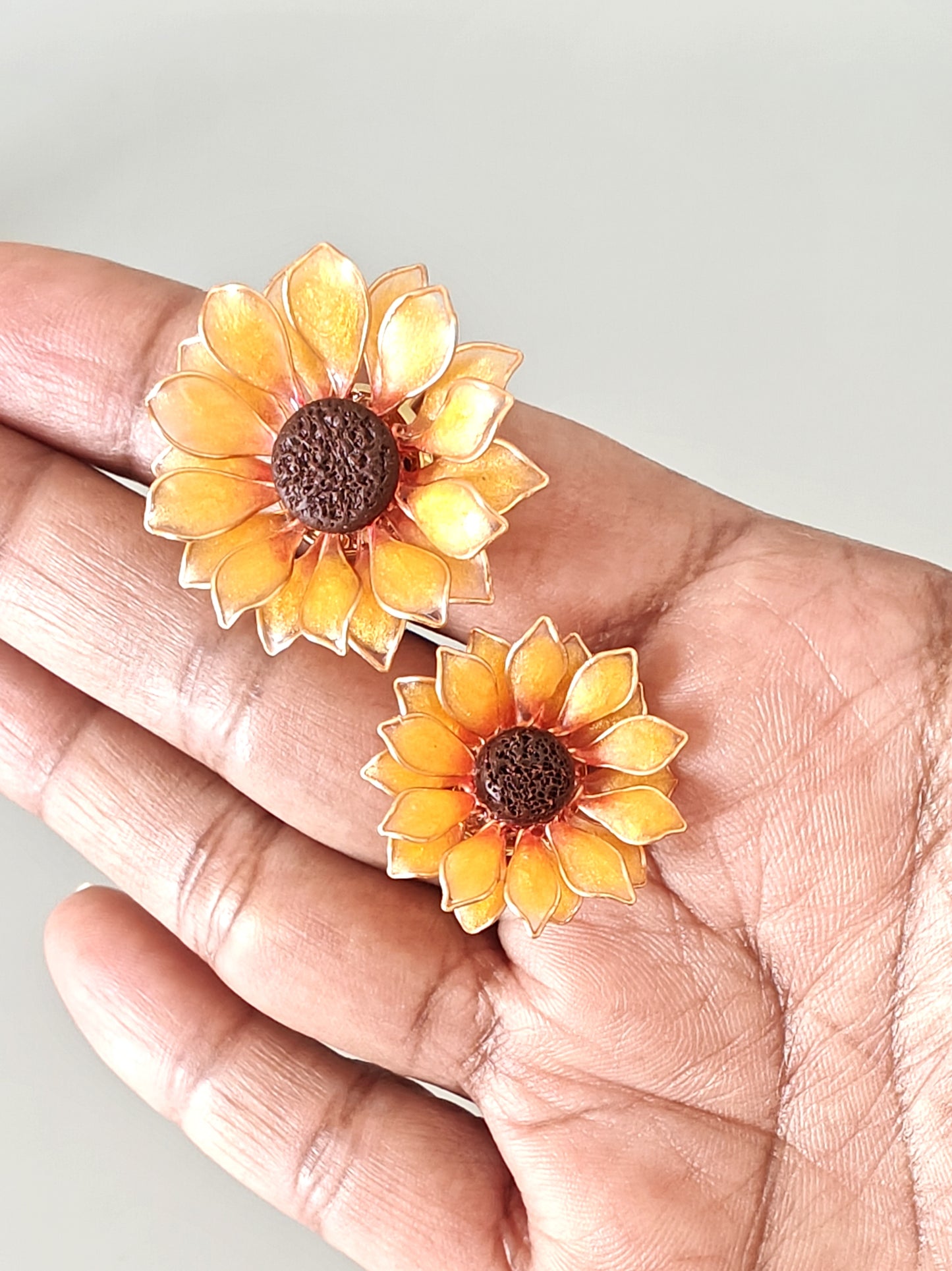 Handmade Sunflower Resin Ring Adjustable Floral Ring