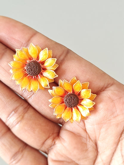 Handmade Sunflower Resin Ring Adjustable Floral Ring