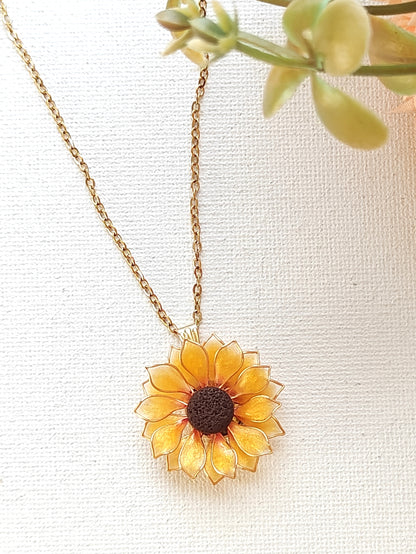 Sunflower Pendant Necklace Studs Ring and Hair Piece