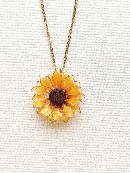 Handmade Sunflower Necklace Resin Flower Pendant